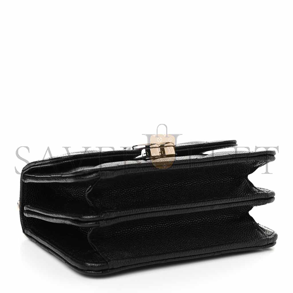 CHANEL CAVIAR QUILTED PICK ME UP CLUTCH WITH CHAIN BLACK (13*9.5*6cm)